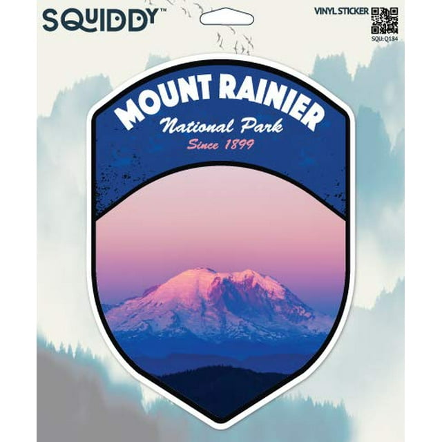 Squiddy Mount Rainier Washington National Park - Vinyl Sticker for Car, Laptop, Notebook (5" Tall)