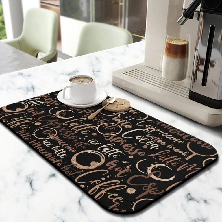 Coffee Mat Hide Stain Absorbent Rubber Backed Coffee Bar Mat for