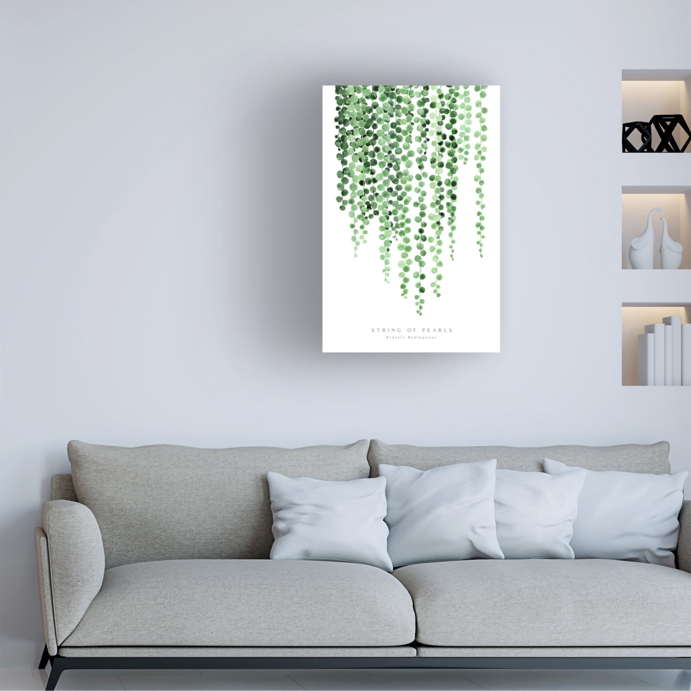 Canvas Wall Art - blursbyai 'Watercolor String Of Pearls' Wall Art for Living Room, Bedroom, or Office Décor by Trademark Fine Art - 12 x 19 Inches