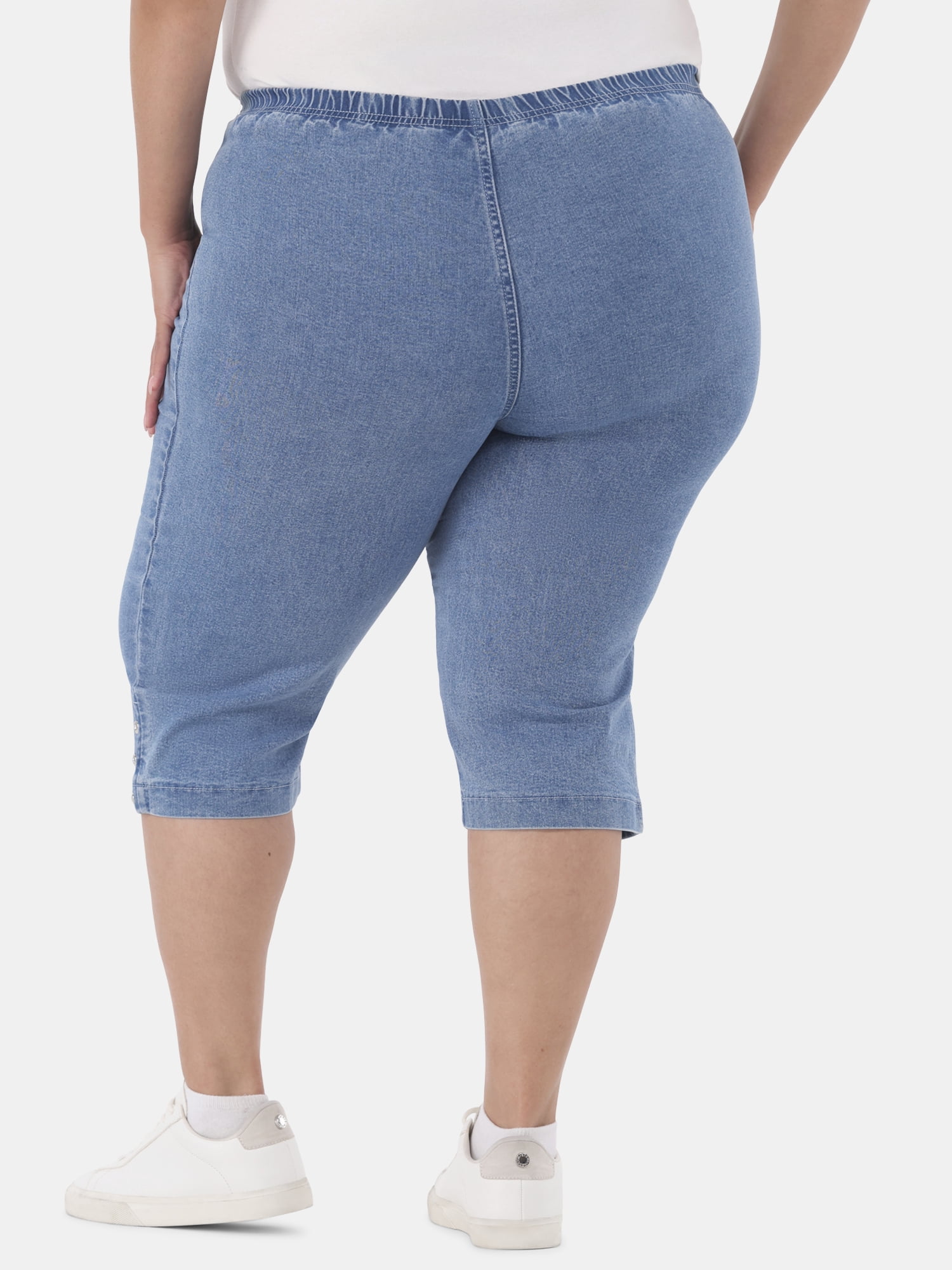 JMS Just My Size by Hanes Women's Plus Size Pull on Bling Tab Capri Pants, Sizes 0X-4X