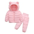 thumbnail image 4 of Glisme Toddler Girls Outfits 2-3 Years Autumn And Winter Long Sleeve Zipper Coat Jacket Solid Color Winter Warm Casual Tracksuit Adorable Daily Wear Pink, 4 of 4