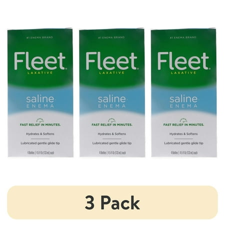 (3 pack) Fleet Laxatives, Saline Enema for Adult Constipation Relief, Prefilled Enemas, 4.5 fl oz, 4 Bottles