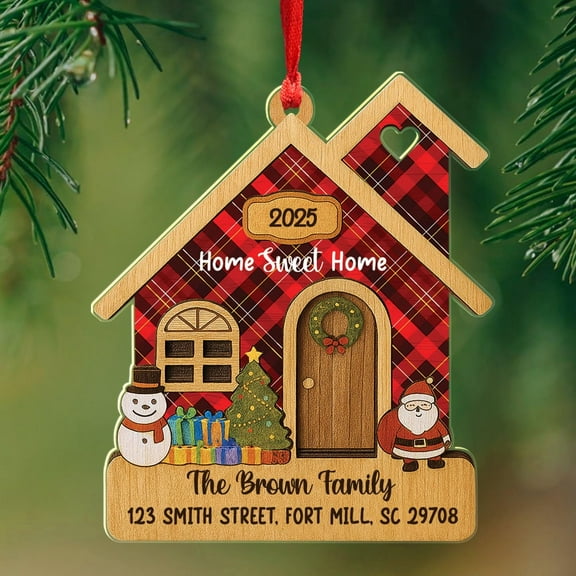 Housewarming Christmas Ornament, Custom Name & Address First House 2D Flat Acrylic Ornaments, New Home Xmas Tree Ornament, Personalized New House Christmas Keepsake, Housewarming Gift New Home 2025
