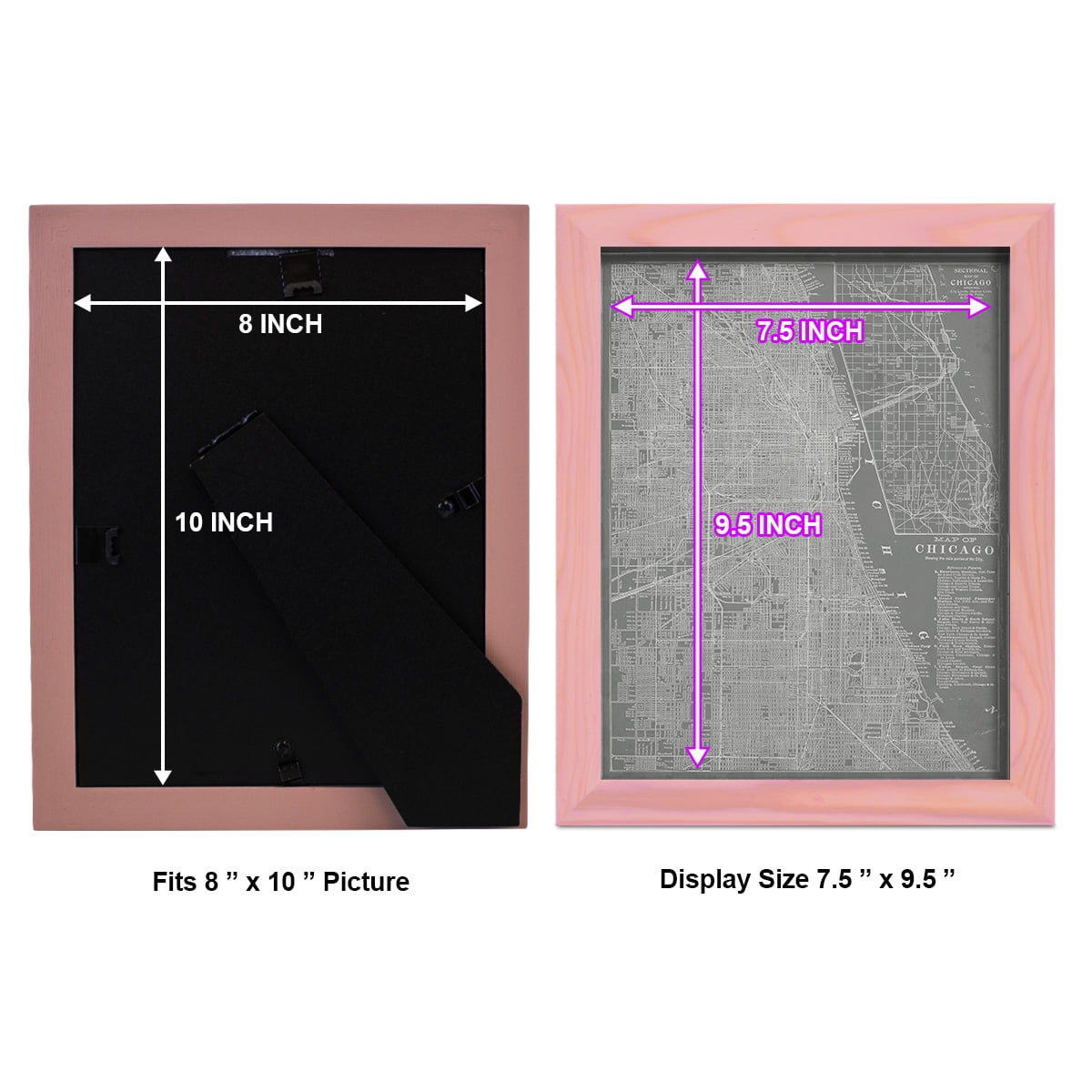 City Map of Chicago -Framed Print w/glass-Sunset Pink