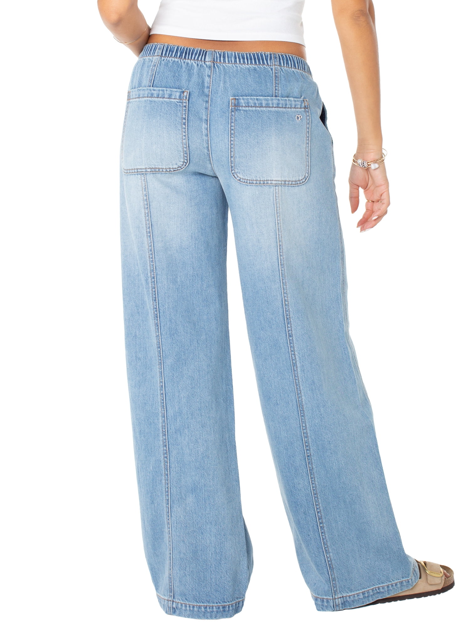 Celebrity Pink Women's and Women's Plus Drapey Wide Leg Jeans, Sizes XS-4X
