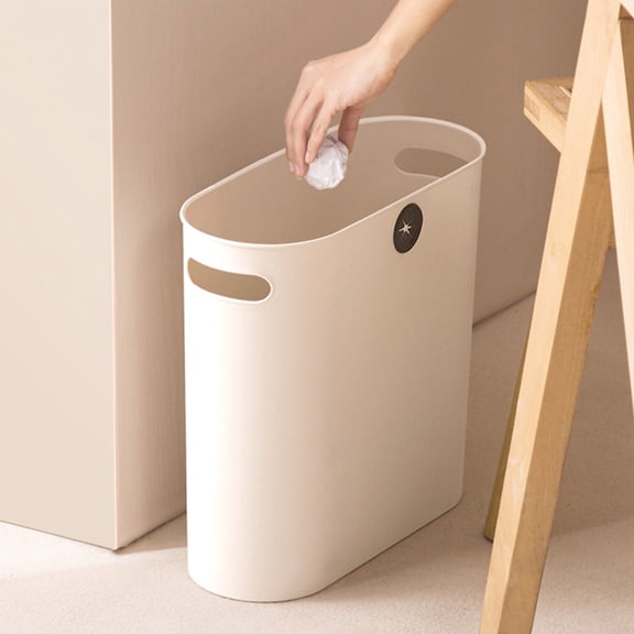 Clip Narrow Bathroom Trash Can | Plastic Waste Bin | Compact Crevice Storage Bucket | Countertop Organizer | Lightweight Design | 1 Piece | 32x29.5x13cm | White, Green