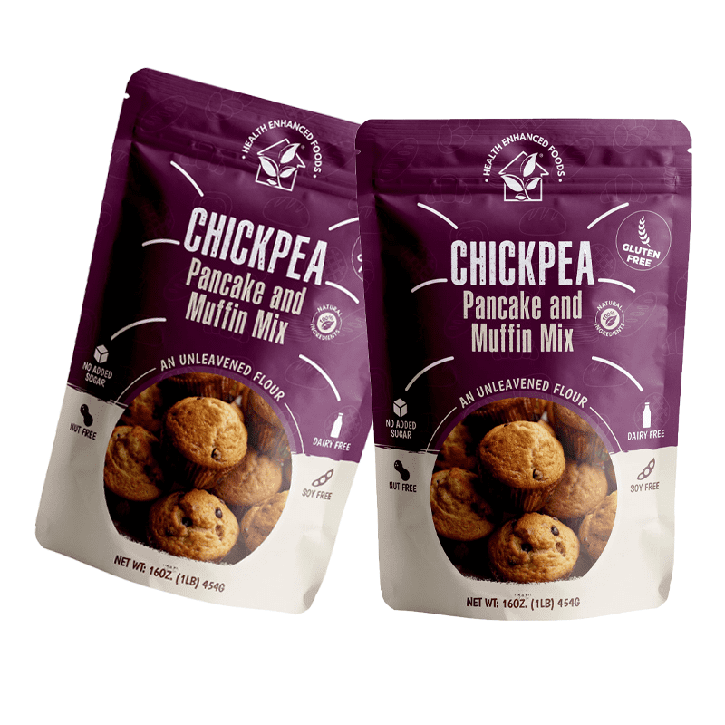 Chickpea Pancake & Muffin Mix [2-Pack, 16 oz] - Gluten-Free, Nut-Free, Low-Net Carb, Grain-Free, Soy-Free, Dairy-Free, No Added Sugar, Lower Glycemic Impact