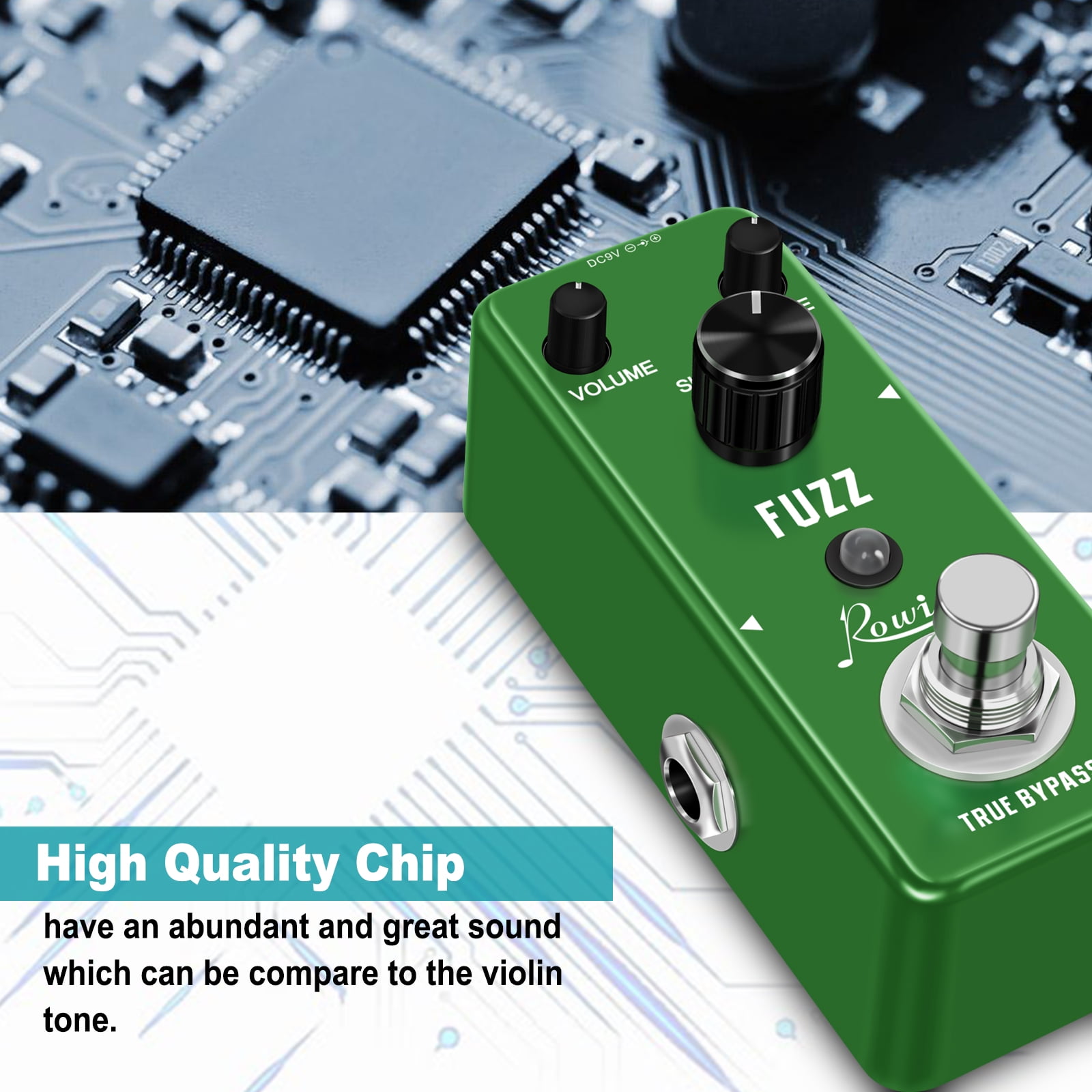 Rowin Fuzz Pedal Classic Distortion Fuzz Guitar Effect Pedal for Electric Guitar Bass True Bypass LEF-306
