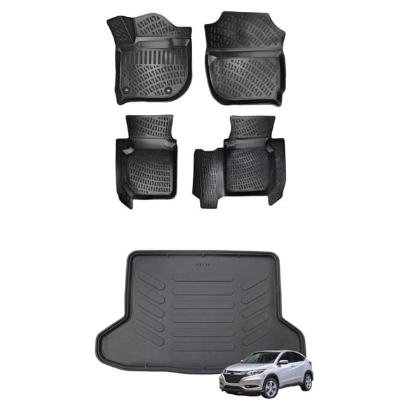 Car Floor Mats   Cargo Liner (Full SET) Compatible for Honda HR-V 2016-2022 Waterproof | All Weather