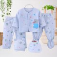thumbnail image 2 of Ccpelsie Newborn Baby Boy Clothes And Toddler Five Piece Cotton Baby Clothing Set Soft And Comfortable Baby Clothing（A-Blue,0-3 Months), 2 of 7