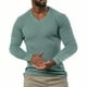 thumbnail image 1 of pstuiky Camisas de manga larga abrigadas para hombre, Suéter de punto con cuello en V para hombre, para deportes y fitness, de manga larga, color liso, informal, de manga larga, con cuello en V. xl, 1 of 3