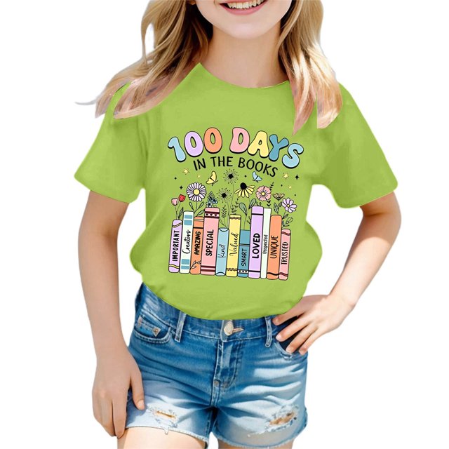 TZEWGL T-Shirts For Newborn Graphic Print Round Neck Loose Short Sleeve Top For Baby size 8-9T