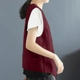 thumbnail image 4 of LISTHA Women's Summer Vest Vintage Cotton Linen Vest Loose Sleeveless Thin Vest Solid Color Waistcoat Jacket Wine XL, 4 of 5