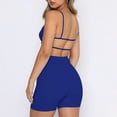 thumbnail image 4 of Workout Outfits for Women 2 Piece Seamless High Waist Leggings with Sports Bra Exercise Set, Fashion Women Summer Casual Solid Backless Cropped Tops Outing Sport Biker Shorts Pant Sets Blue Size XL, 4 of 8