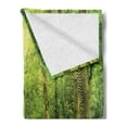 thumbnail image 2 of Rainforest Soft Flannel Fleece Blanket, Tropical Rainforest Landscape Malaysia Asia Green Tree Trunks Uncultivated Wood Print, Cozy Plush for Indoor and Outdoor Use, 60" x 80", Green, by Ambesonne, 2 of 5