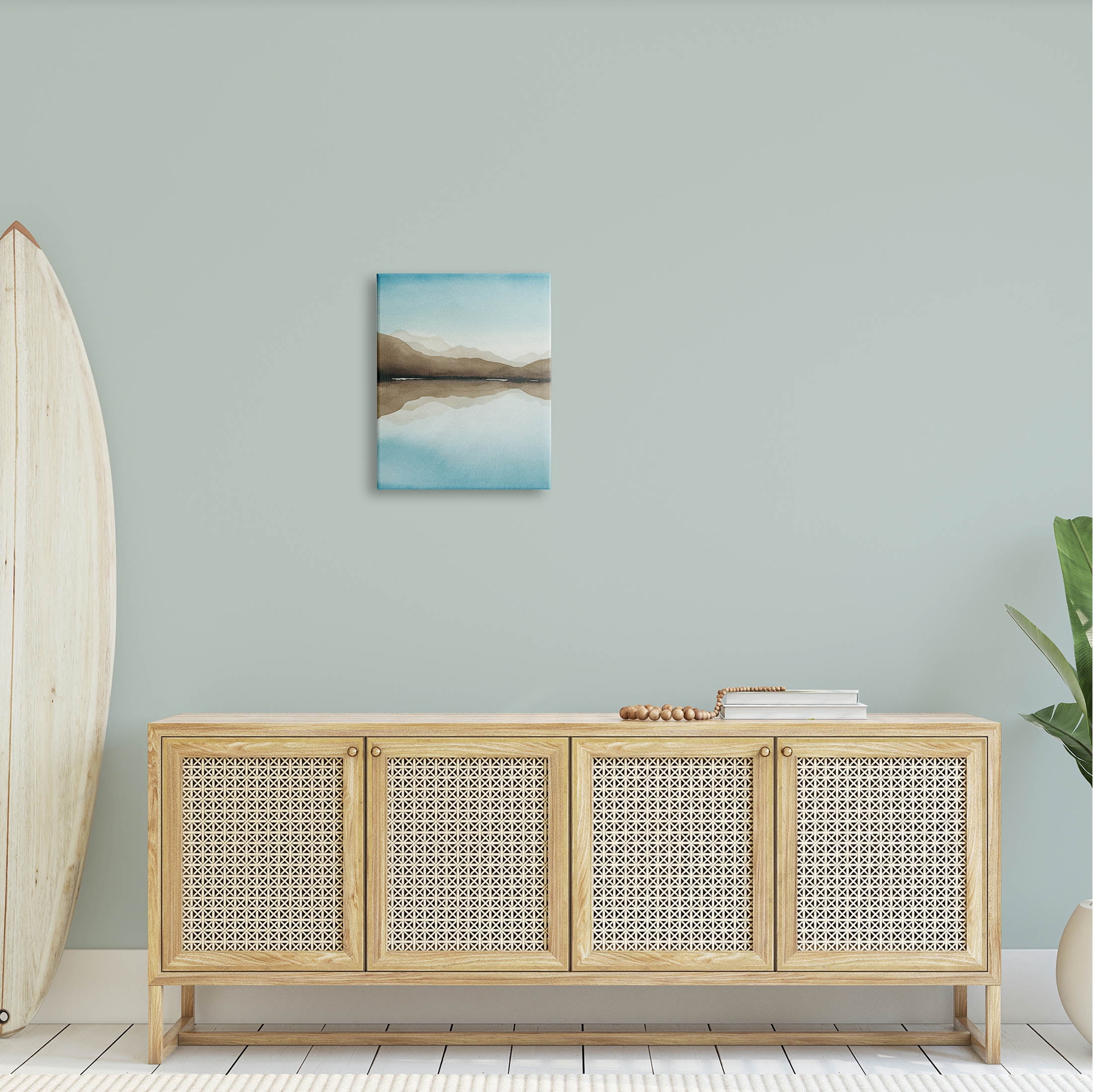Stupell Industries Modern Mountains Lake Reflection Painting Gallery Wrapped Canvas Print Wall Art, Design by Grace Popp