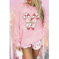 thumbnail image 4 of Women's Pink Christmas Bow Candy Cane Graphic Drop Shoulder Crew Neck Sweatshirt - [ZhiHiMeRi] | (US 20-22)2XL, 4 of 9