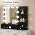 thumbnail image 4 of Ktaxon Vanity Table Set with 3 Color Lighted Mirror, Makeup Dressing Table with 2 Large Drawer and 3 Shelf, Dresser Table for Women,Black, 4 of 10