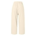 thumbnail image 5 of Lixiuxyad Cargo Pants for Women Women Fashion Casual Elastic Waist Solid Color Pant With Pocket Loose Straight Pants Yellow, 5 of 5