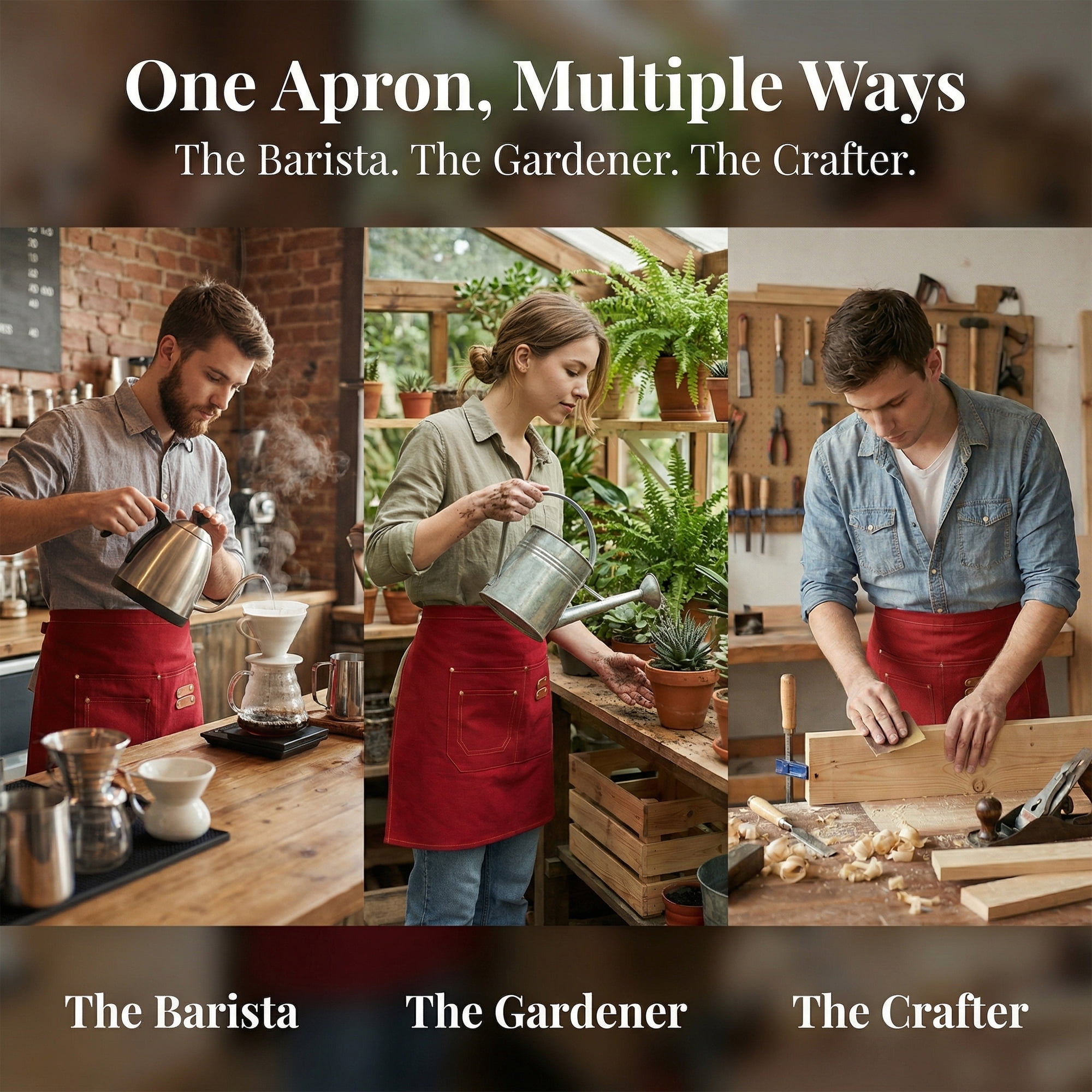 Unique Bargains Water-resistant Kitchen Apron with Pockets for Home and Kitchen Burgundy