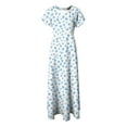 thumbnail image 5 of vigerkar Women's Casual V Neck Maxi Dress with Short Sleeve Sexy Elegant Floral Dress Light Blue, M, 5 of 7
