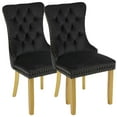 thumbnail image 7 of Sumdeal Mid-Century Modern Dining Chairs with Lion Head Pull Ring - High-End Tufted Velvet Upholstered Accent Chairs with Golden Legs & Nailhead Trim,Black,Set of 2, 7 of 7