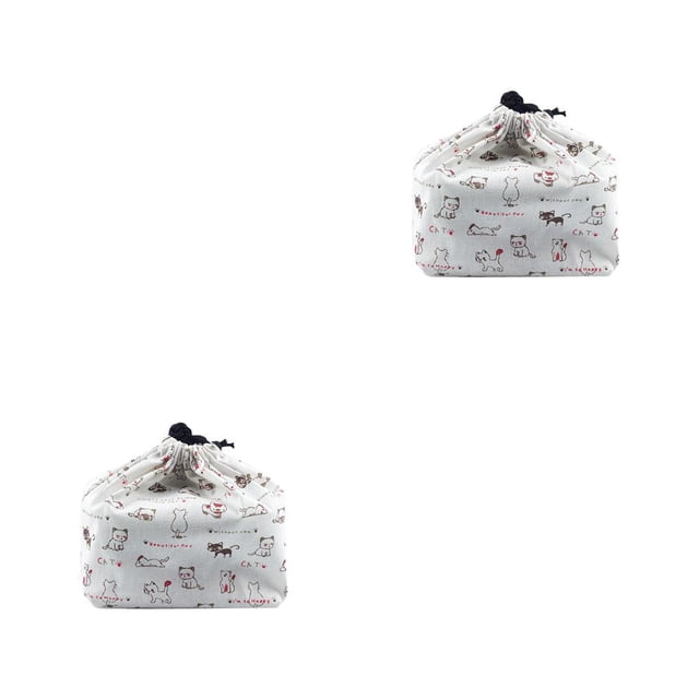 Billuyoard Bolsa de almuerzo Bolsa de fiambrera de lino y algodón Bolsa de mano portátil para alimentos al aire libre para acampar en la BDD48 2piezas