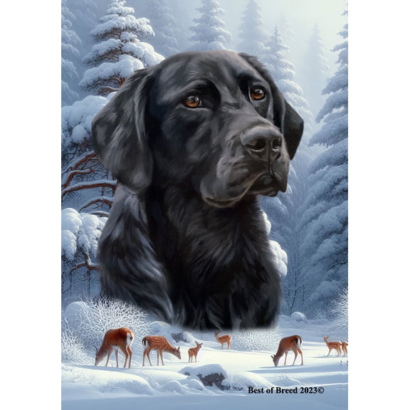 Black Labrador - Best of Breed  Winter Wonderland House Flag