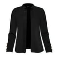 thumbnail image 4 of Hpapadks Blazers for Women Formal Solid Long Sleeve Outerwear Trench Cardigan Suit Jacket Black L, 4 of 5