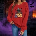 thumbnail image 4 of Trikvn Women's Fall Pullover Sweatshirt Black Cat Witch Hat Pumpkin Graphic Crewneck Long Sleeve Tops Casual Loose Fit Cute Halloween Shirts Apparel Comfortable Wear, 4 of 6