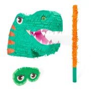 Large Dinosaur Pinata Set with Blindfold and Stick (3 Pieces)