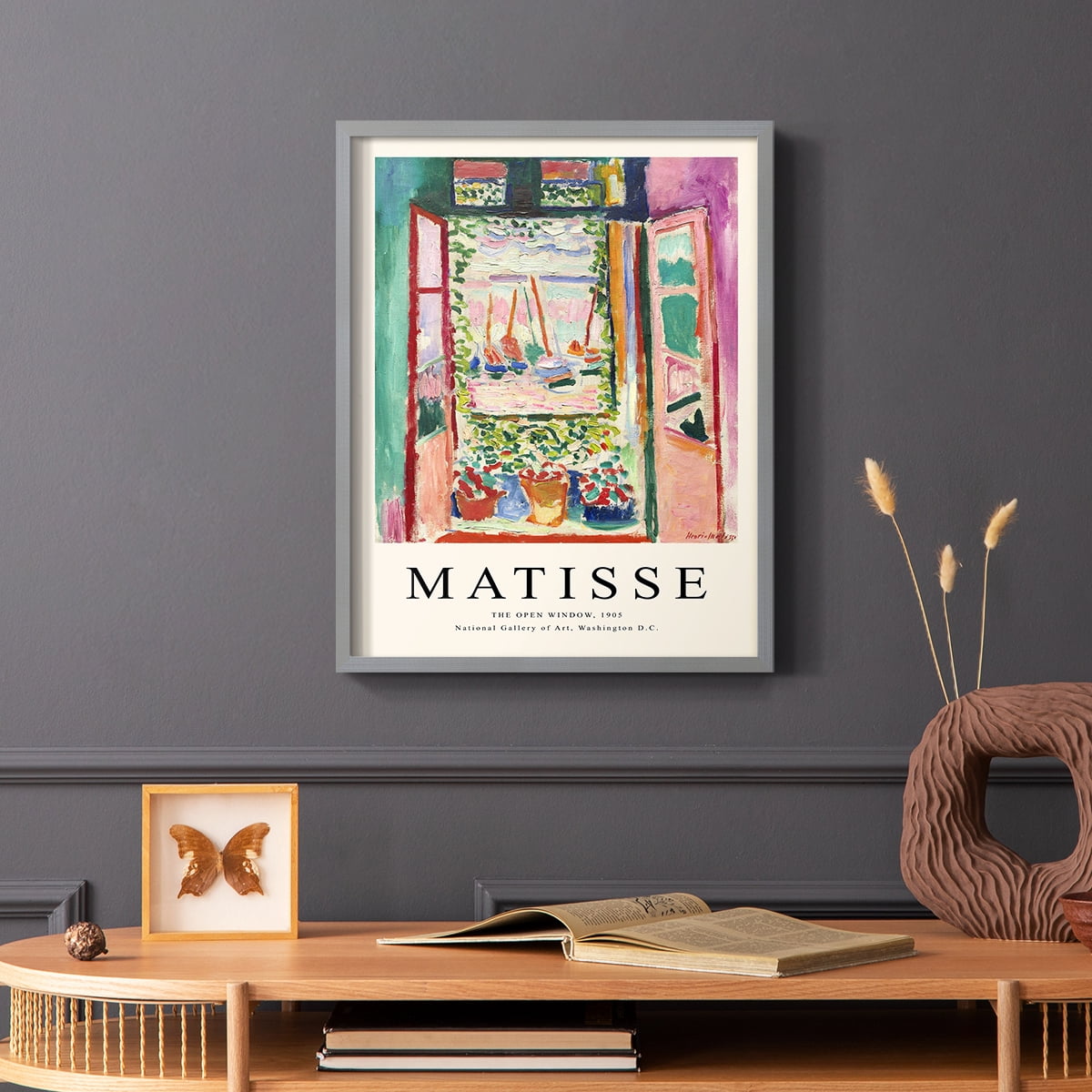 Matisse CXCVII Framed Print in Gray Solid Wood 16 x 20 Framed Print