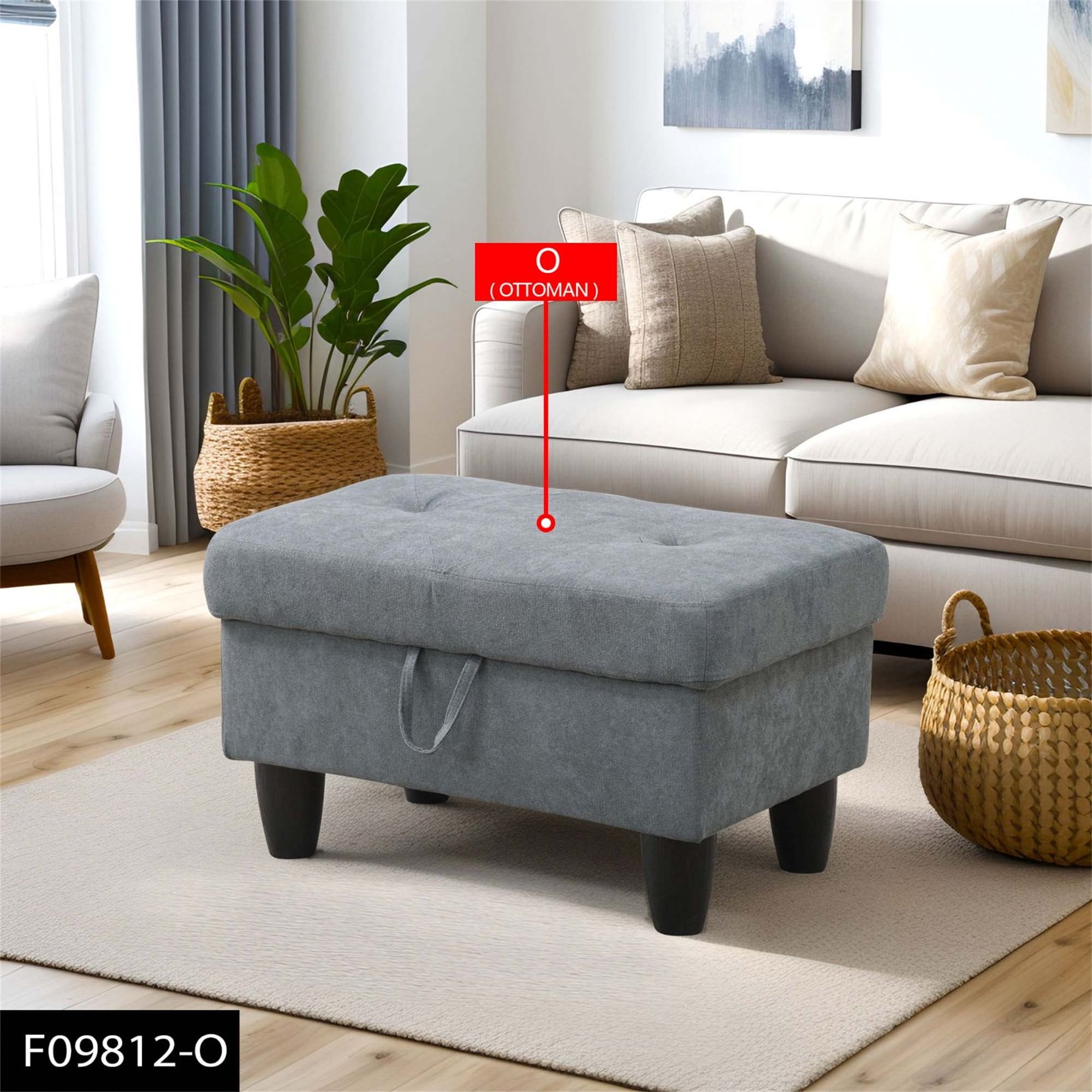 Aukfa 29" Storage Ottoman Bench with Lift Top for Home Office, Flannel, Dark Gray