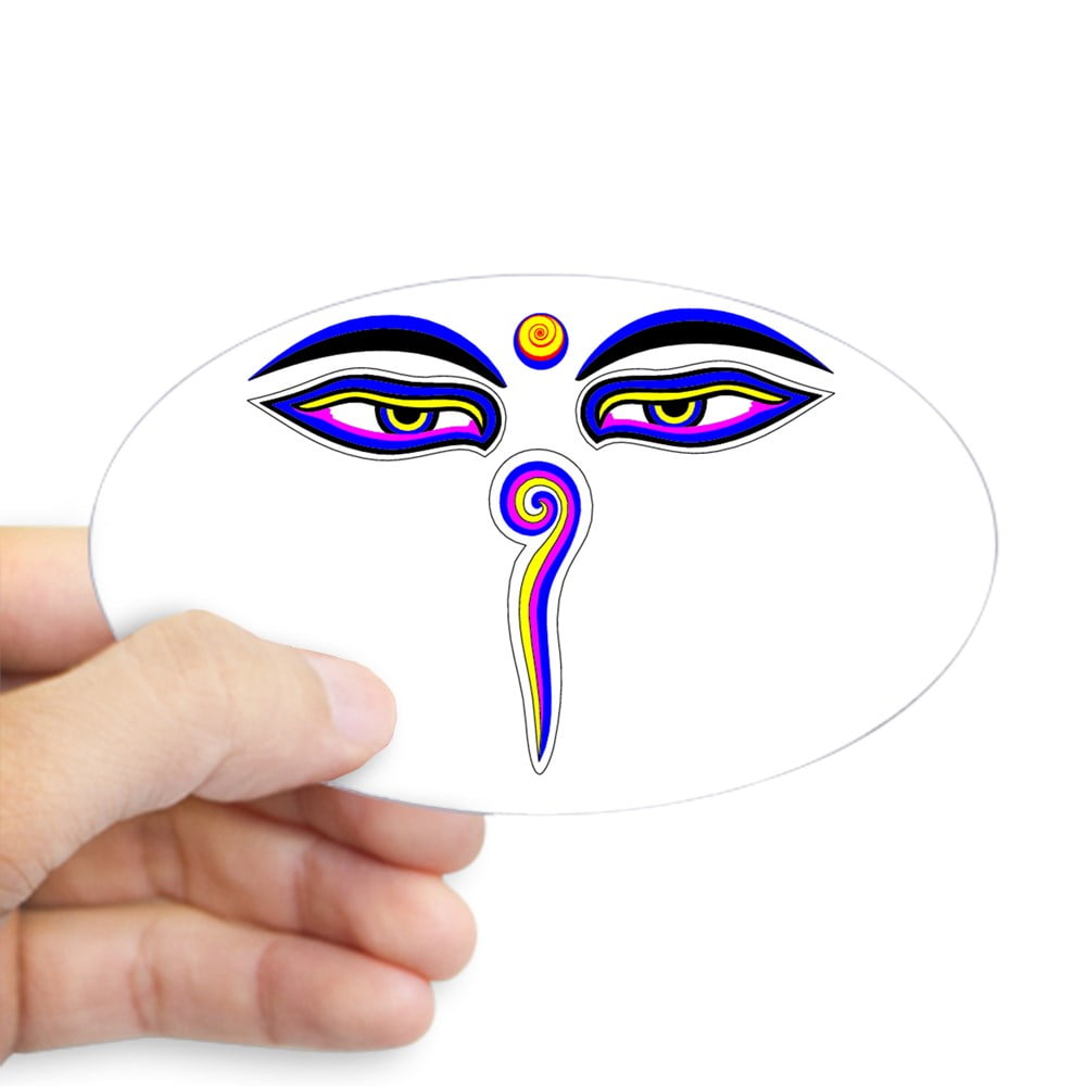 CafePress Peace Eyes Oval Buddha Wisdom Eyes Sticker 1284122993
