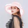 thumbnail image 3 of Sombrero de sol de organza con flores elegantes para mujer Sombrero de visera de ala ancha transpirable para el verano Nituyy Varios colores, elegantes sombreros para mujer, 3 of 5