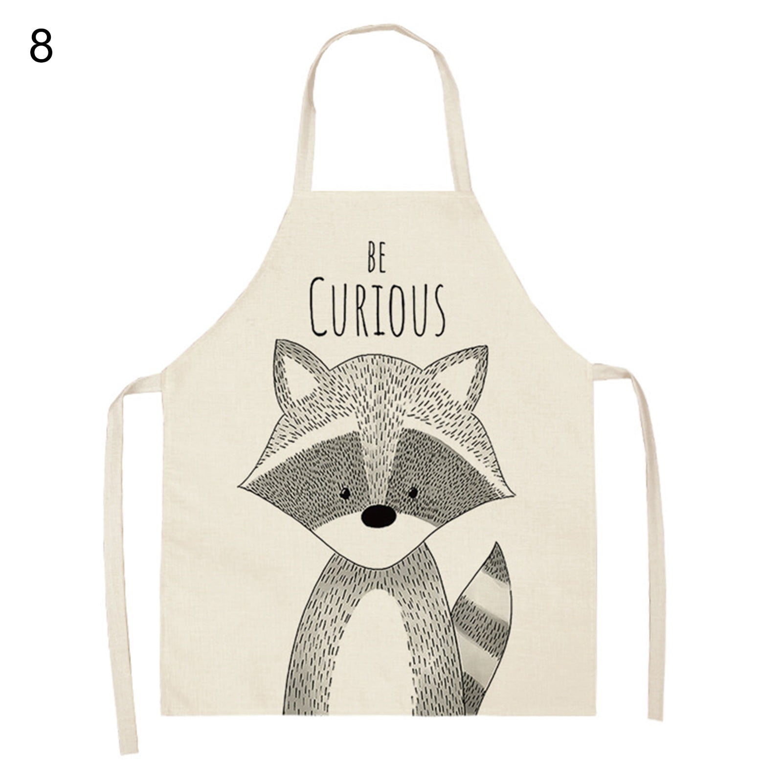 Visland Comfortable Cotton Flax Apron Extanded Strap Cute Cartoon