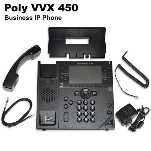 Poly VVX 450 12-Line PoE IP Phone for RingCentral with Power Supply