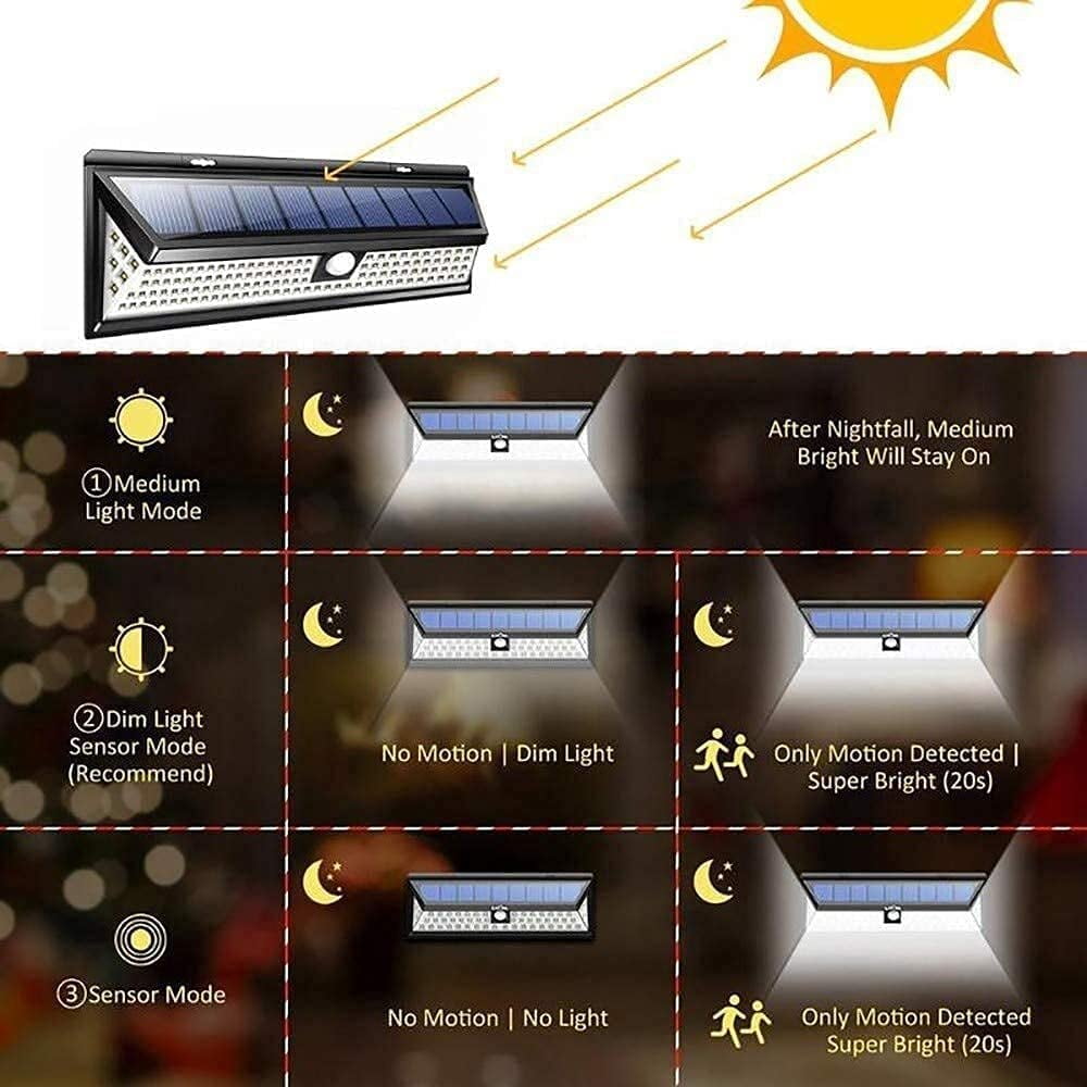 Yi Lighting LED Solar Powered Light Outdoor, 118 LEDs PIR Motion Sensor Weatherproof For Garden Wall Fence Yard