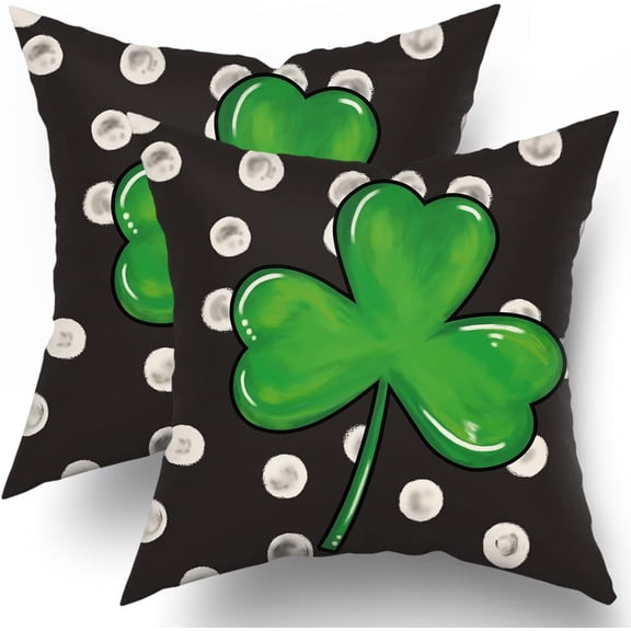 St Patricks Day Pillow Covers 20X20 Inch Watercolor Lucky Clover Decorative Pillow Cases Set of 2 Polka Dot Shamrock Spring Throw Pillows Farmhouse Decor for Sofa Bedroom Couch Living Room
