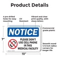 thumbnail image 2 of (2 Pack) Please Don't Use Cell Phone OSHA Notice Sign 10 Inch X 7 Inch Plastic Sign, Weather Resistant, UV Protected for Workplace, Business, and Construction Site, Made in the USA, 2 of 8
