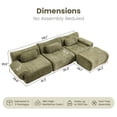 thumbnail image 2 of 118" Modular Cloud Sectional Sofa with Ottoman, Curved Modern Couch with Deep Seat, Compression Fabric Sectional Sofa for Living Room, Green, 2 of 8