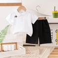 thumbnail image 2 of CHEEREAM 2 Piece Kids Toddler Boys Summer Short Sleeve Polo T-Shirts＋Cargo Jeans Shorts 2 Pieces Outfits Sets, 2 of 6