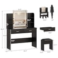 thumbnail image 4 of Vanity Desk with Lighted Mirror, Makeup Vanity Set with Power Outlet, Cushioned Stool, Vanity Table with 6 Storage Shelves, 2 Large Drawers and 3 Color Light Adjustable Brightness, Pink, 4 of 9