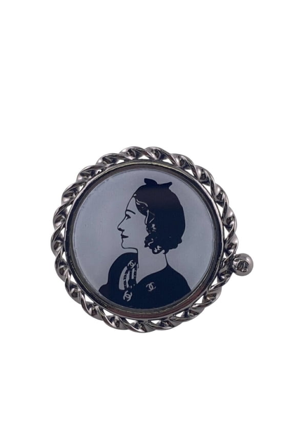 Pre-Owned CHANEL Chanel Mademoiselle Coco Mark Ring Fashion Black Women's