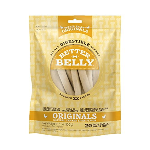 Better Belly Chicken Liver Small Rawhide Rolls, 20Count