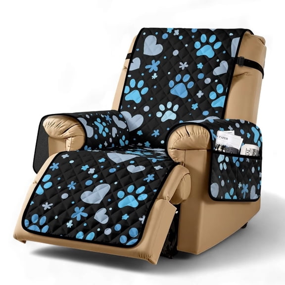 Yuyamidu Dog Paw Reclining Chair Covers Soft Stretch Recliner Chair Protector with Elastic Straps Breathable Lazyboy Covers Couch Chair Cover Gift for Friends