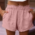thumbnail image 7 of Cmfcve Women's Linen Shorts Plus Size Loose Wide Leg Sweat Shorts High Waist Straight Summer Shorts, 7 of 7