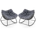 thumbnail image 1 of Costway 2 PCS Outdoor Rocking Chair Oversized Patio PE Wicker Egg Chair Rattan Lounge Chair Gray, 1 of 10