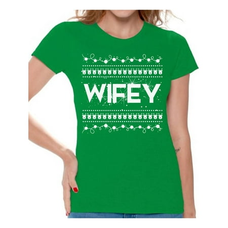 Awkward Styles Wifey Shirt Christmas Shirts for Women Christmas Wifey Tshirt Family Holiday Shirt Best Wifey Shirt Women's Holiday Top Christmas Gift for Best Wife from Husband Christmas Party