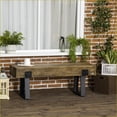thumbnail image 3 of Garden Bench Rustic Wood Effect Concrete Top Metal Legs | Indoor Outdoor Entryway End of Bed Patio | Natural Black | Concrete, 3 of 8